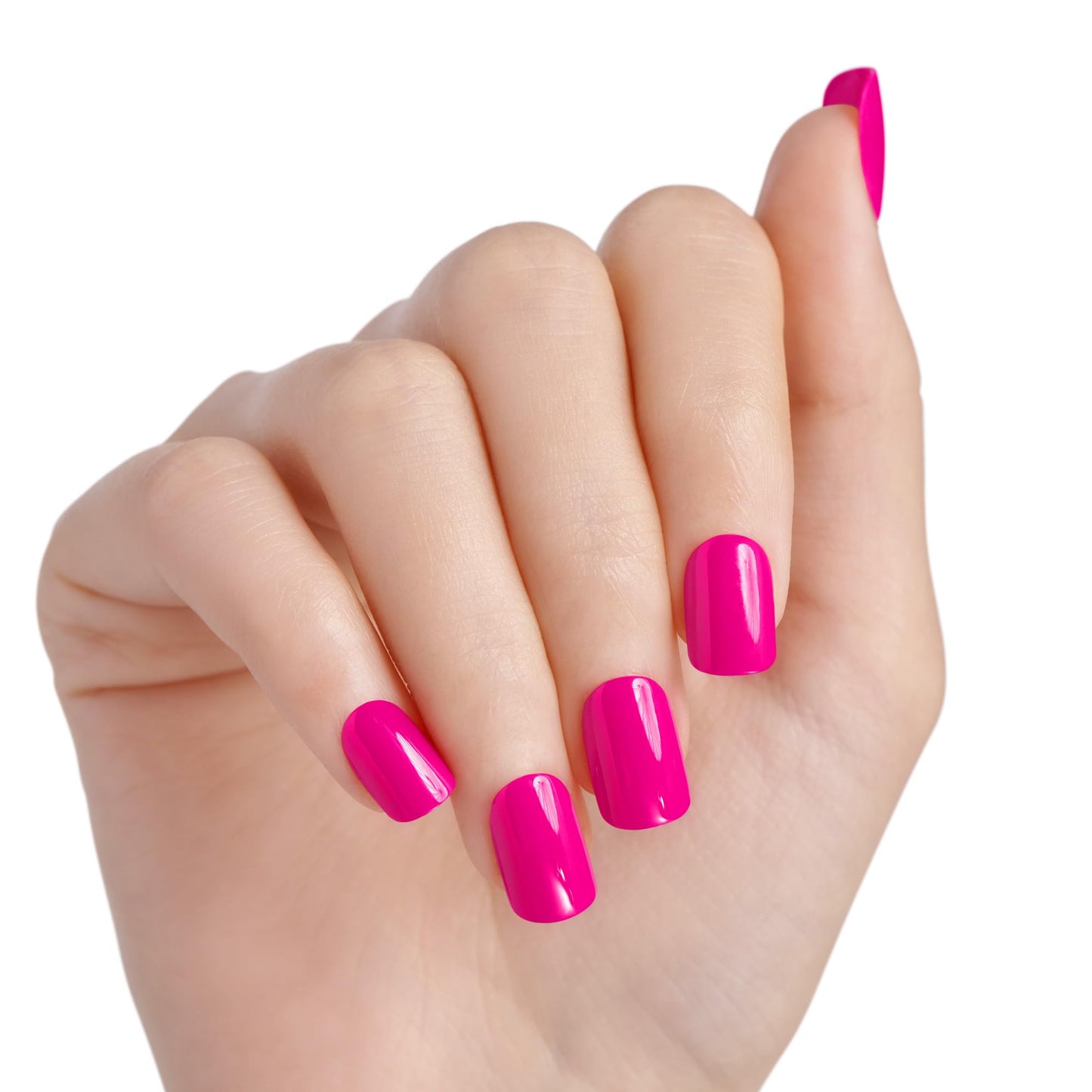 Kiss Impress No Glue Mani Press On Nails, Color, 'All Smiles', Pink, Short Size, Squoval Shape, Includes 30 Nails, Prep Pad, Instructions Sheet, 1 Manicure Stick, 1 Mini File