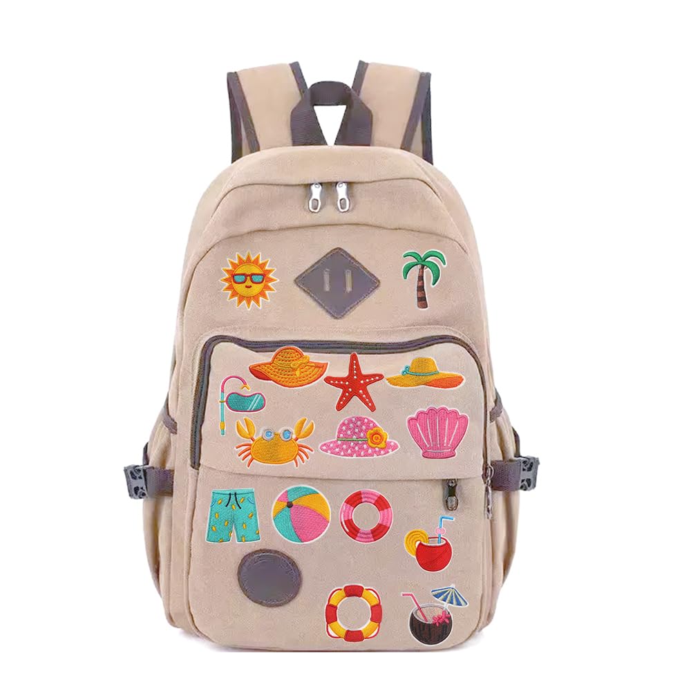 33 PCS Summer Iron on Patches Funny Beach Theme Bikini,Sunglasses,Hat,Coconut Embroidered Applique Sew on Patches for Backpacks,Pants,Clothes,Jeans,Bags,Jackets,Vests,Coat,Uniforms