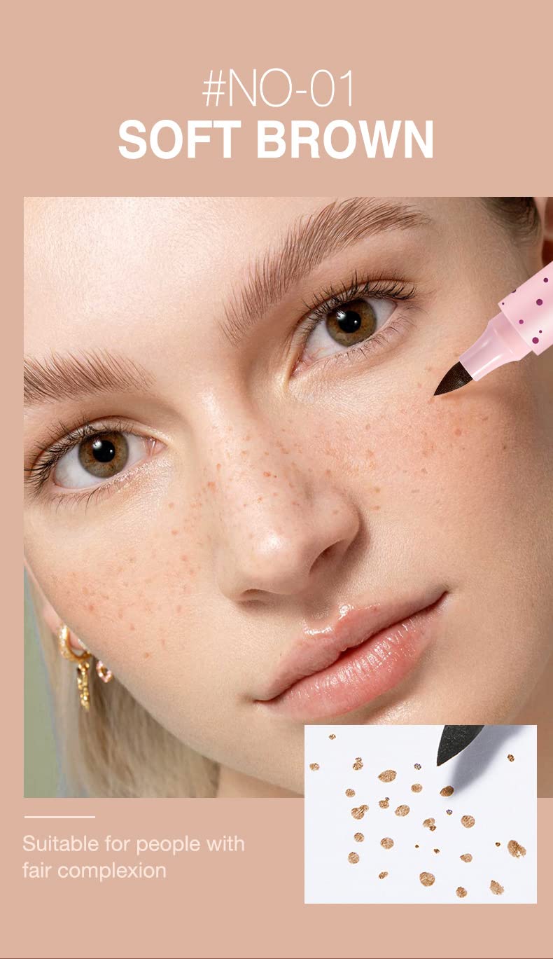 Freckle Pen Faux Freckle Pen Colour Pop Freckle Pen Supernaturally Realistic Freckles Makeup Brush Fantastic Freckles Pen Long-lasting Waterproof Soft-point Absorbent Pen For a Natural and Easy Makeup Look (Double)