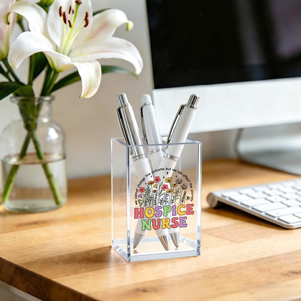 JQYCJTR We Cannot Change The Outcome But We Can Affect The Journey Floral Inspirational Nurse Acrylic Cosmetic Pencil Pen Bookmark Storage Holder Cup, Nurse Practitioner Gifts For Women