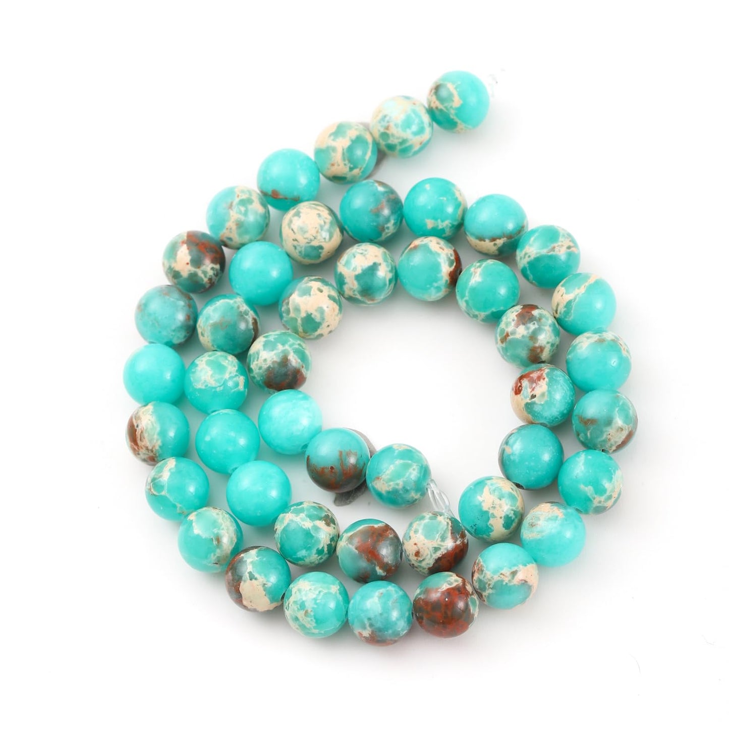 8mm 45pcs DIY Natural Green Imperial Jasper Stone Beads Round Healing Crystal Gemstone Loose Beads for Jewelry Making Handmade Bracelet Necklace