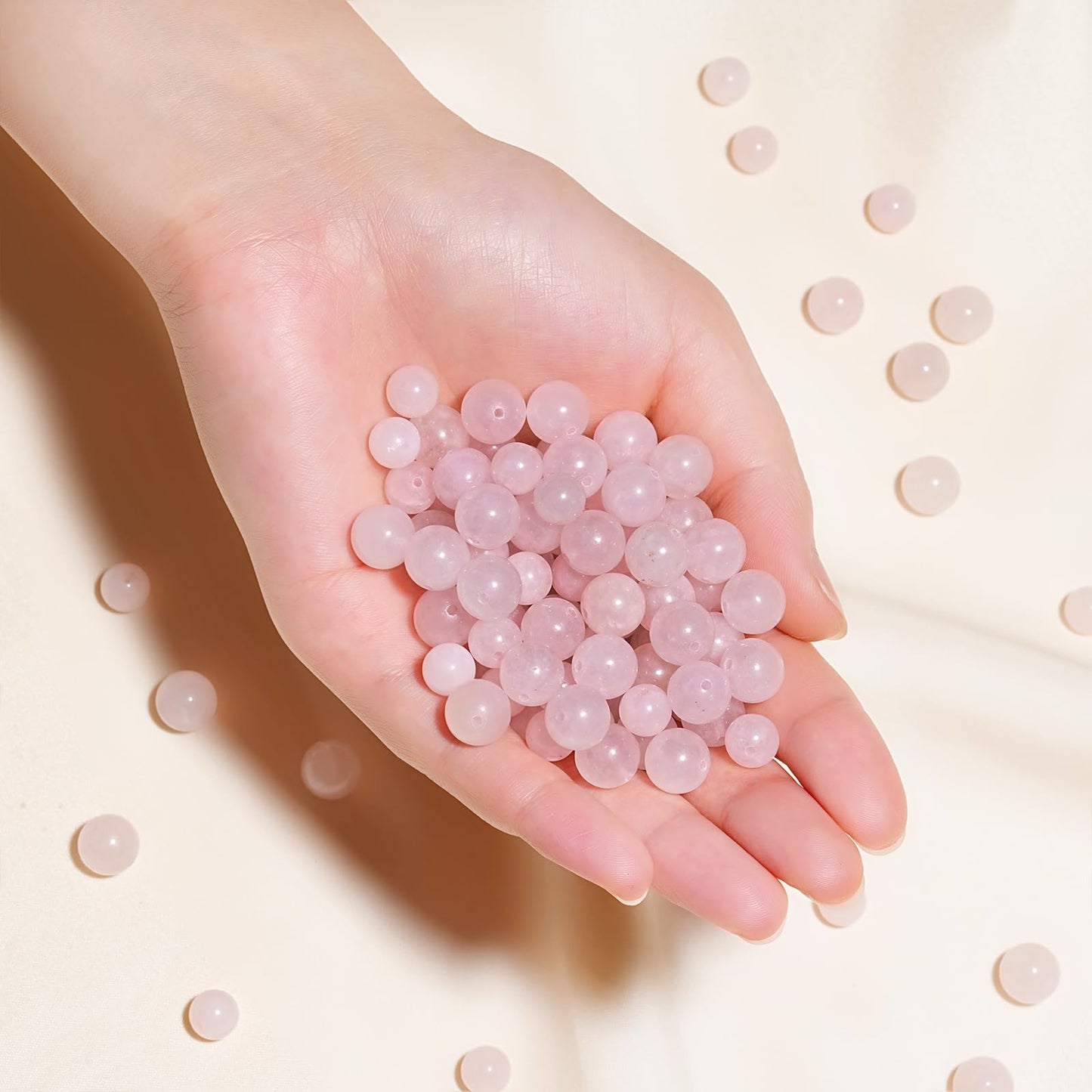 8mm Natural Rose Quartz Gemstone Beads Polished Round Smooth Stone Beads for Bracelets Jewelry Making 15inch Loose Beads