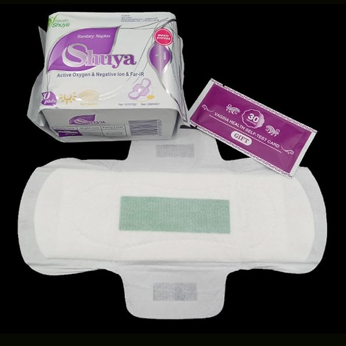 SHUYA Ultral Thin Patented Anion Pads for Women with Wings, Aluminum foil Package Super Absorbency,Mint Herbal Scented, Size 245mm-50Coun(Pack of 5)