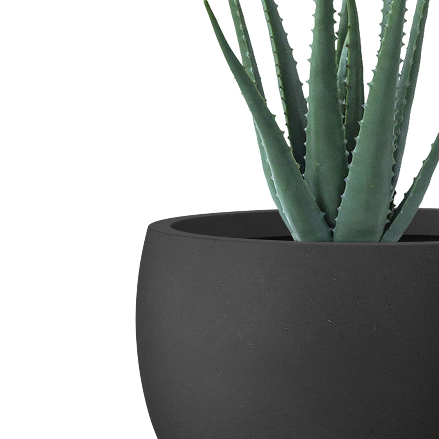 Kante 11.8" Dia Round Concrete Planter, Outdoor/Indoor Large Bowl Plant Pots with Drainage Hole and Rubber Plug for Garden Patio Balcony Home, Black
