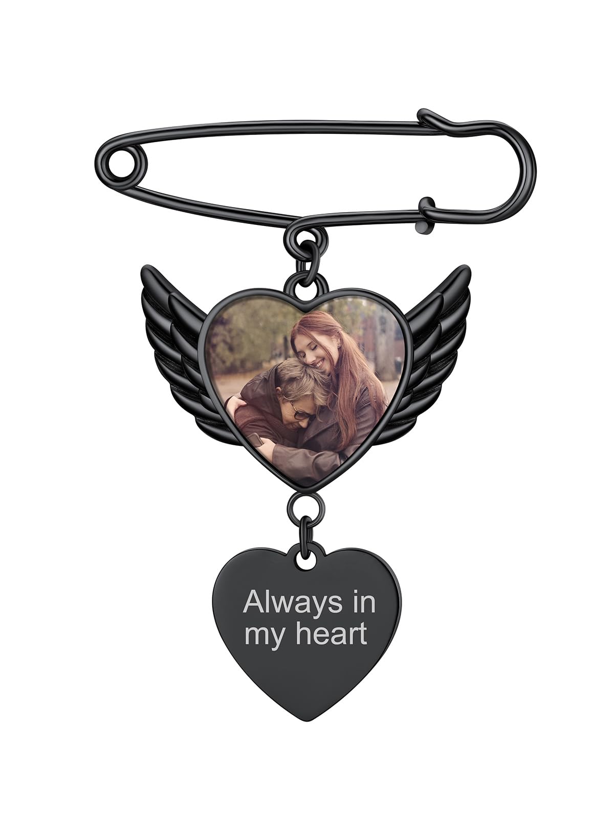 Custom4U Wedding Charms for Bouquet Custom Pictures Customized Photo Pins Heart Shaped Memory Charms Funeral Boutonniere