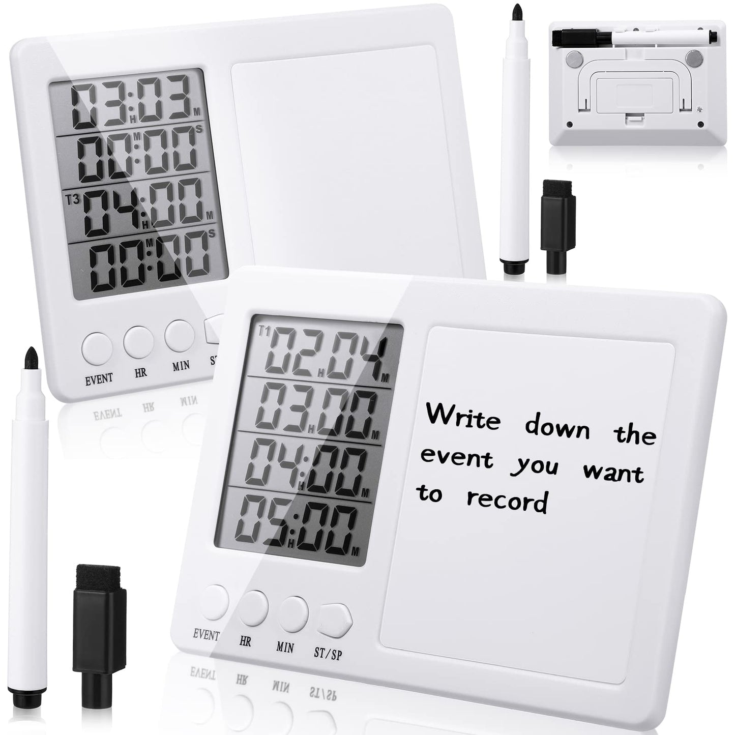 Fabbay 2 Pcs Digital Kitchen Timer Four Event Kitchen Timer with Whiteboard Function Smart for Cooking Learning Task Project