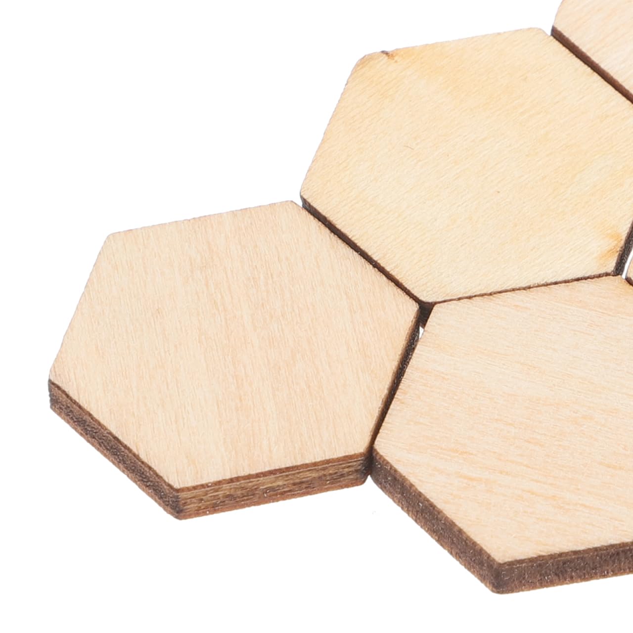ARTIBETTER 100 pcs Wooden Pieces Hexagon Wood Shape Beech Wood for DIY Arts Craft Project Ready to Paint or Decorate (17.5mm)