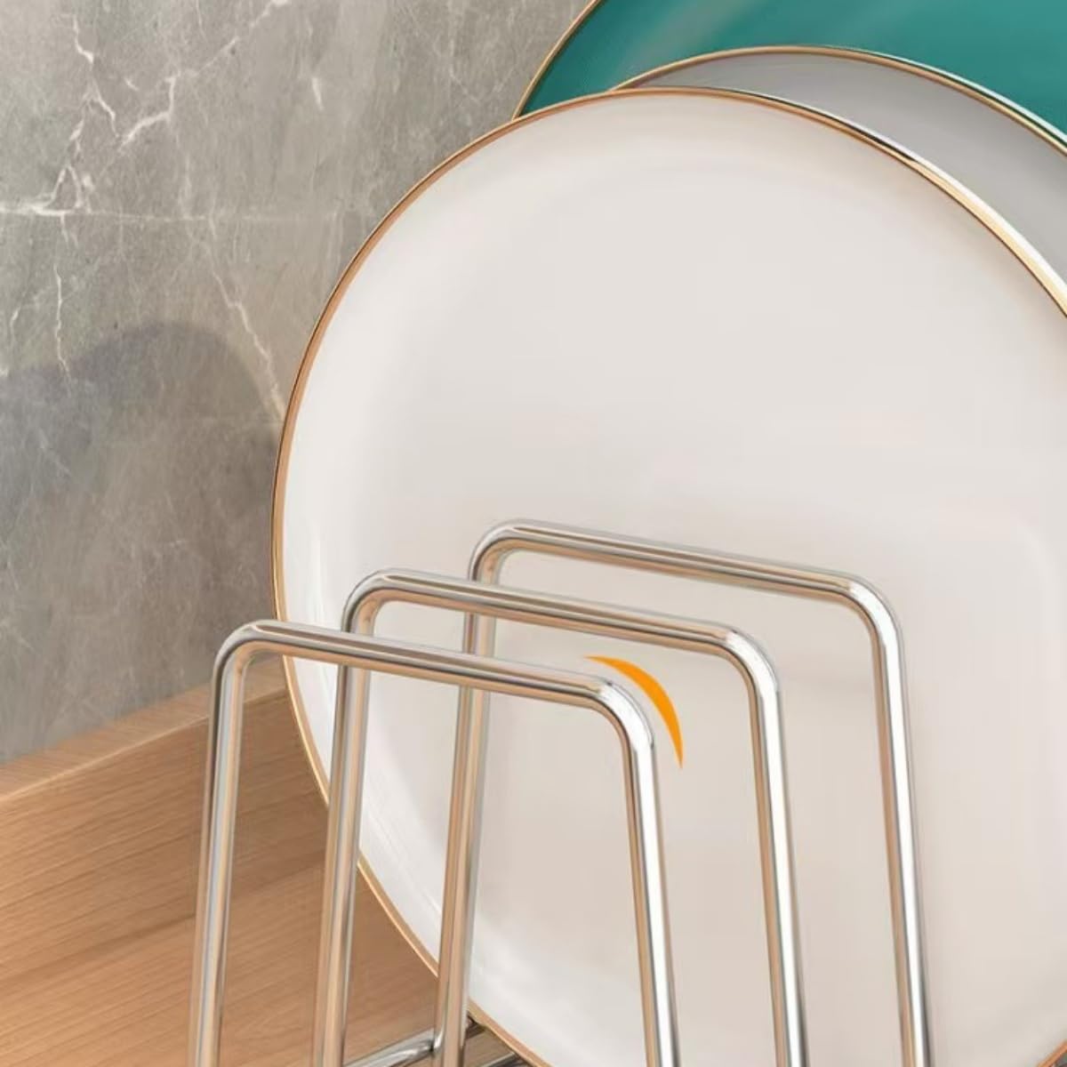 SHUTKMVCW Dish Rack Plates Holder 2 Pack set, Plate organizer for cabinet space saver, Pan lid organizer, Kitchen Storage Cabinet Organizer for Plates/bowls/cups/lids/cutting boards/spatulas
