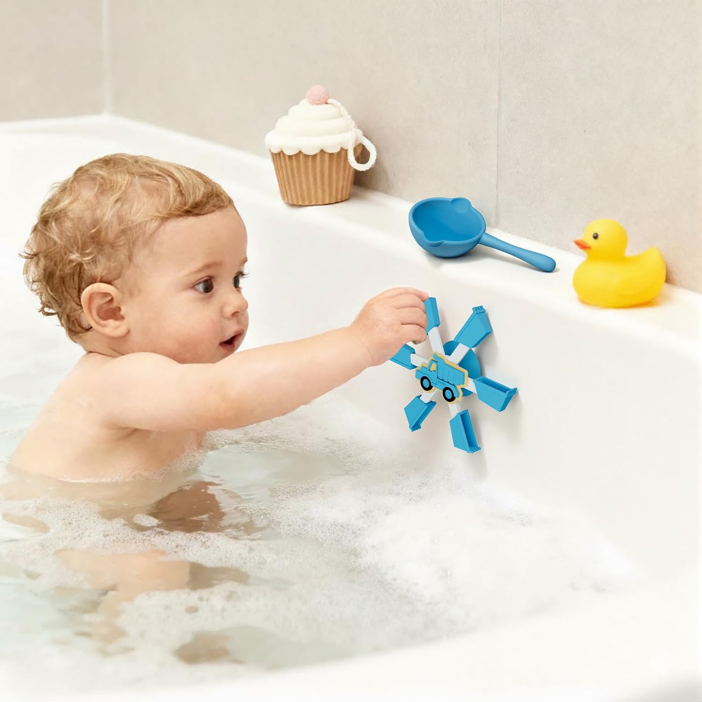Roslim Silicone Bathtub Suction Spinners - SpinTruck-Blue