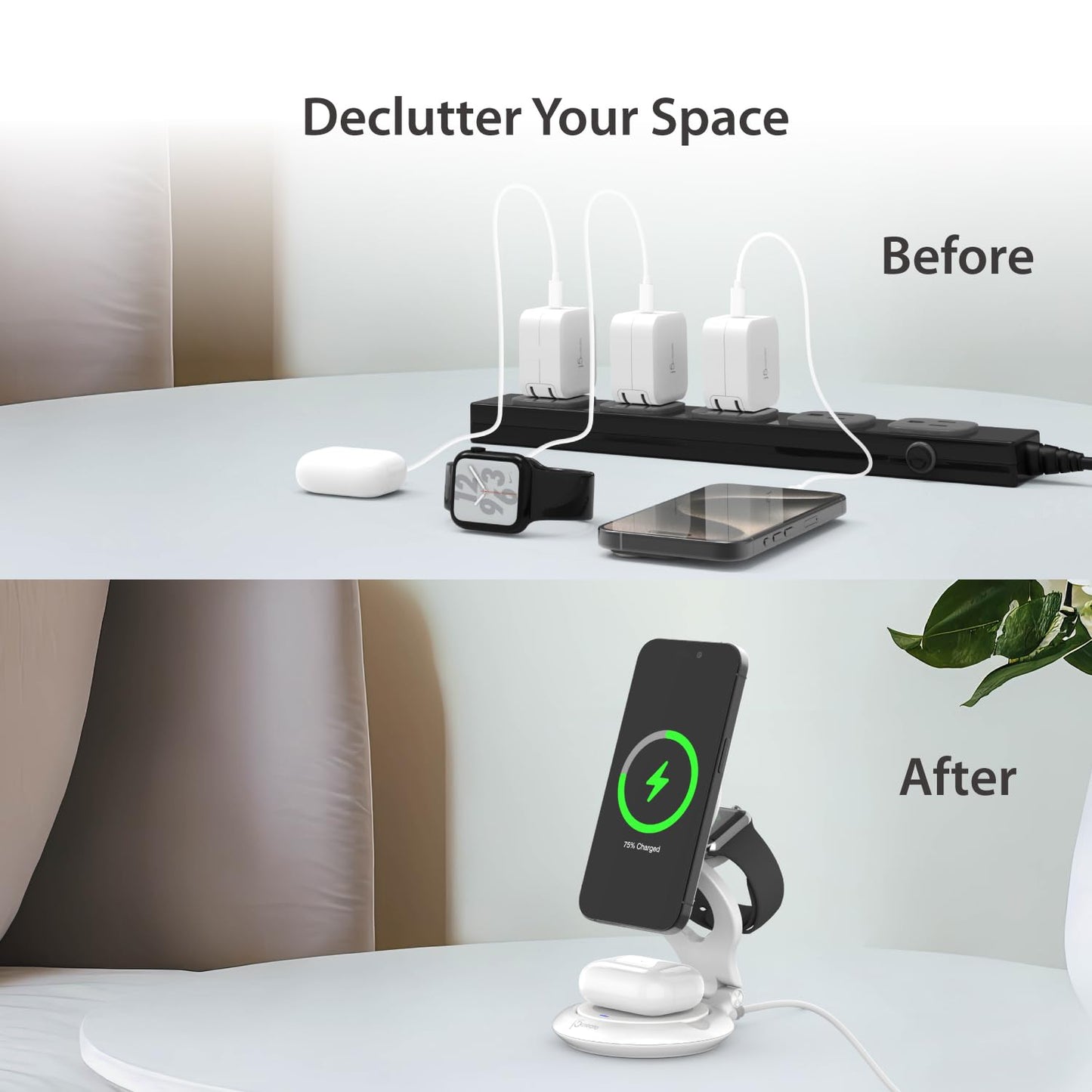 j5create Qi2 3-in-1 Magnetic Foldable Wireless Charging Station (JUPW3415)