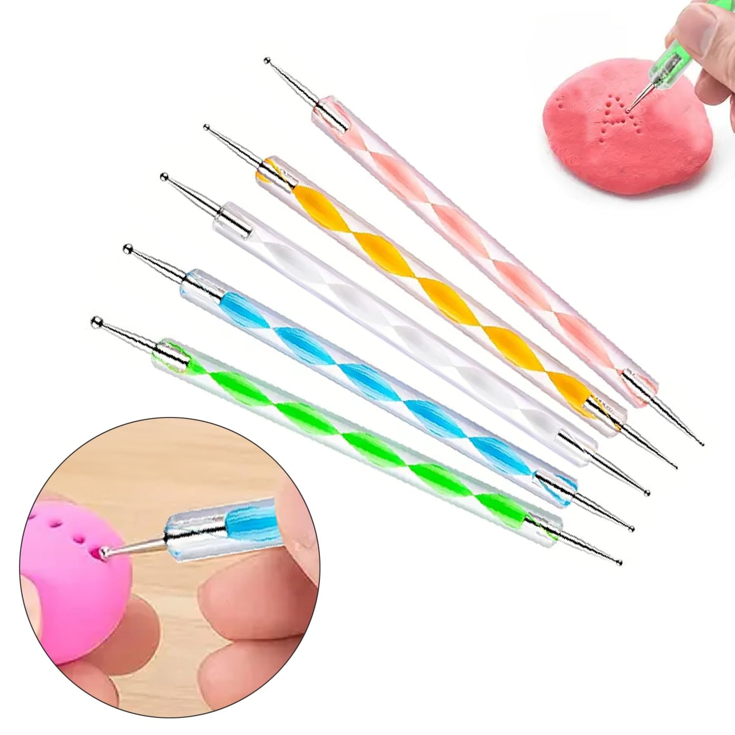 DAIXIANGER Clay Art Tools Set: 13Pcs Pottery & Polymer Clay Sculpting Tools with Acrylic Roller, Stainless Steel Scraper, Dotting Tools & Texture Pens for DIY Craft Modeling
