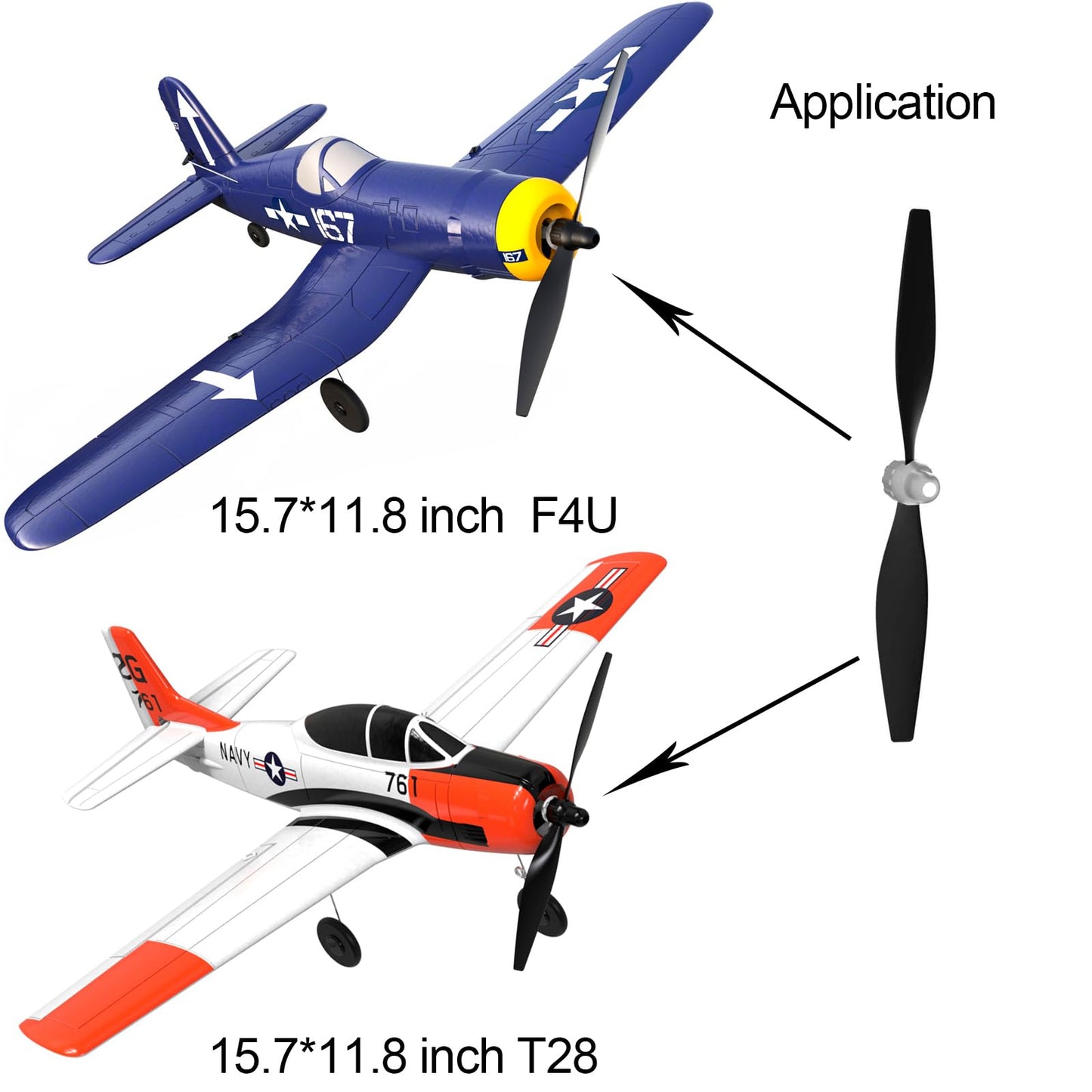 3 Sets F4U Rc Plane Propeller with Propeller Savers and Adapters for VOLANTEXRC 761-8 761-9 T28 Airplane