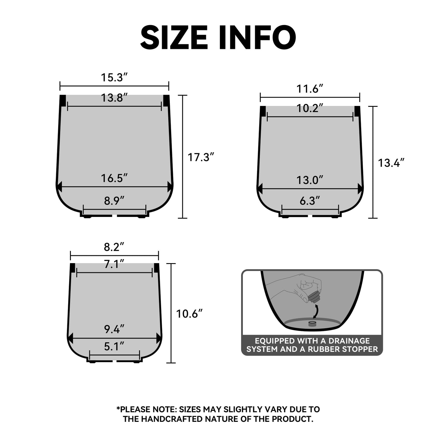 Kante 11.6" Dia Round Concrete Planter, Outdoor Indoor Large Plant Pots Containers with Drainage Hole and Rubber Plug for Home Garden Patio, Rusty