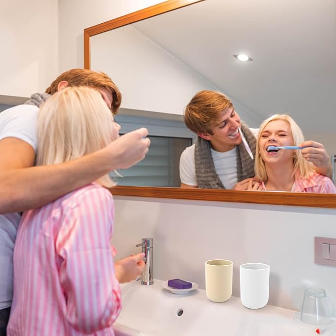 ENTERLIFE-Toothbrush-Holder-Cup,Bathroom-Cup,Tooth-Brushing-Tumbler-Drinking-Teeth-Cup,Toothpaste-Countertop-Organizer,Rinse-Cup,Plastic 350ml (White)