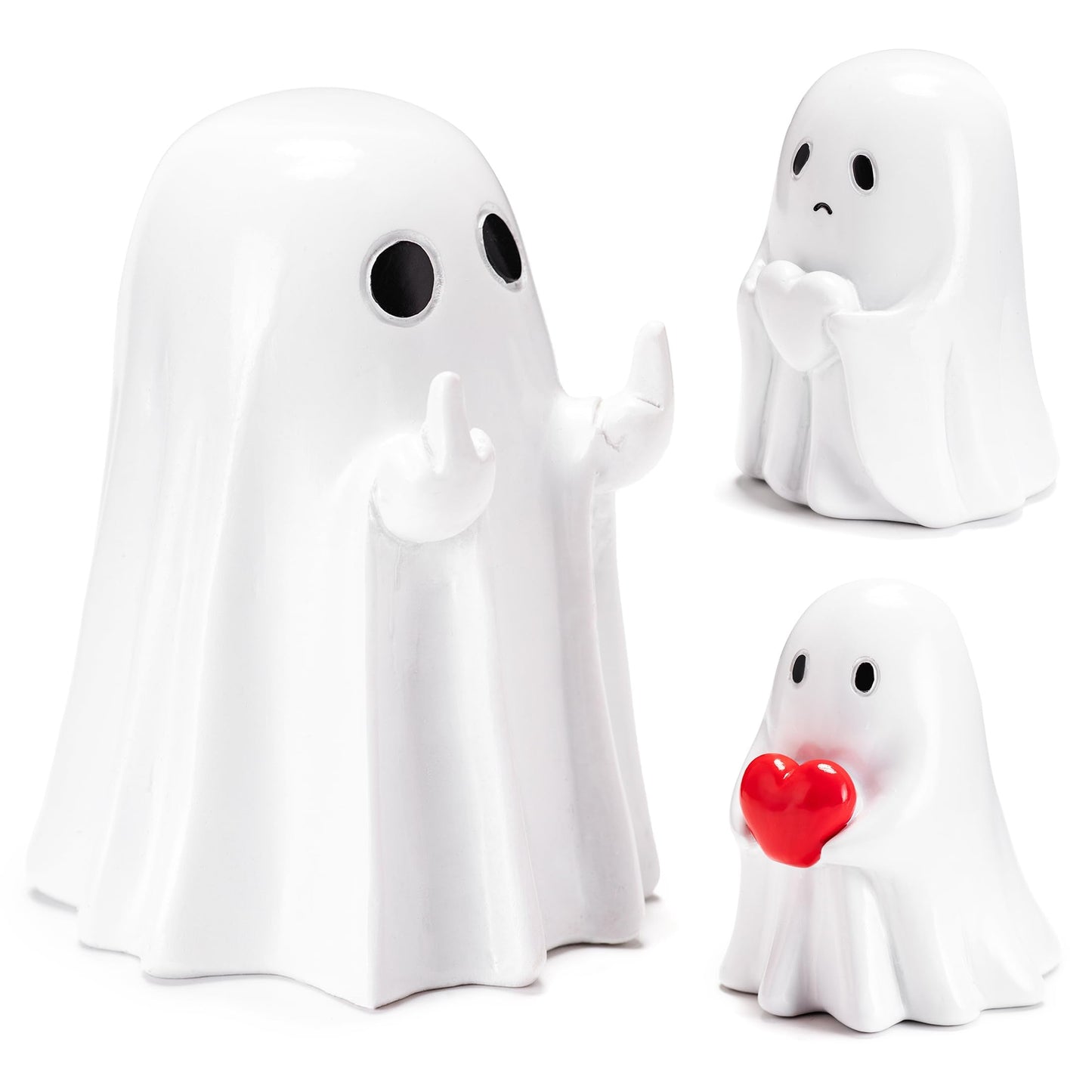 Halloween Ghost Figurine 3pcs Resin Ghost Spooky Statue Set Quirky Gifts Small Figurines for Halloween Party Tabletop Desk Home Decor