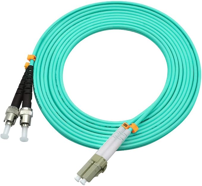 Jeirdus 10 Meters 33ft LC to ST Duplex 50/125 10G OM3 Multi-Mode Fiber Optic Cable Jumper Optical Patch Cord LC-ST
