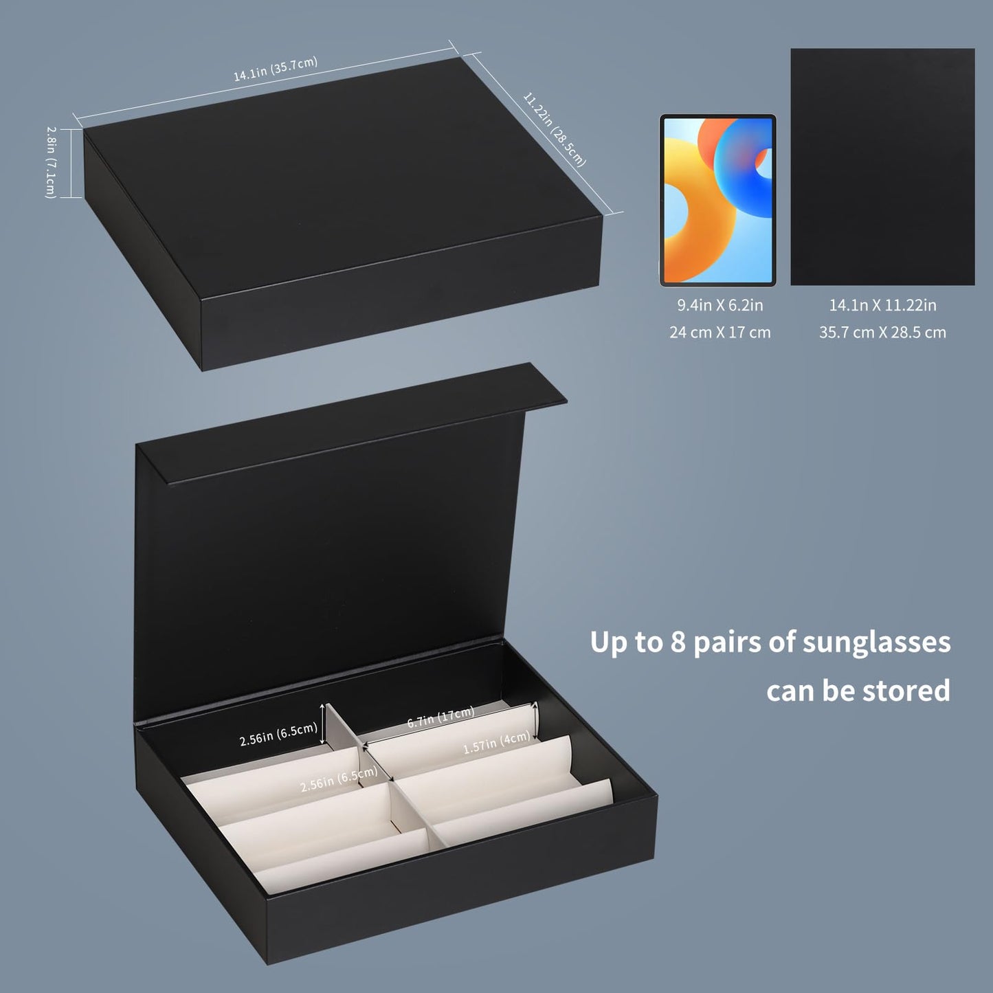 AUTOARK Leather 8 Slot Sunglasses Organizer,Eyeglasses Holder for Men Women,Multiple Glasses Display Case,Black,MKAW051