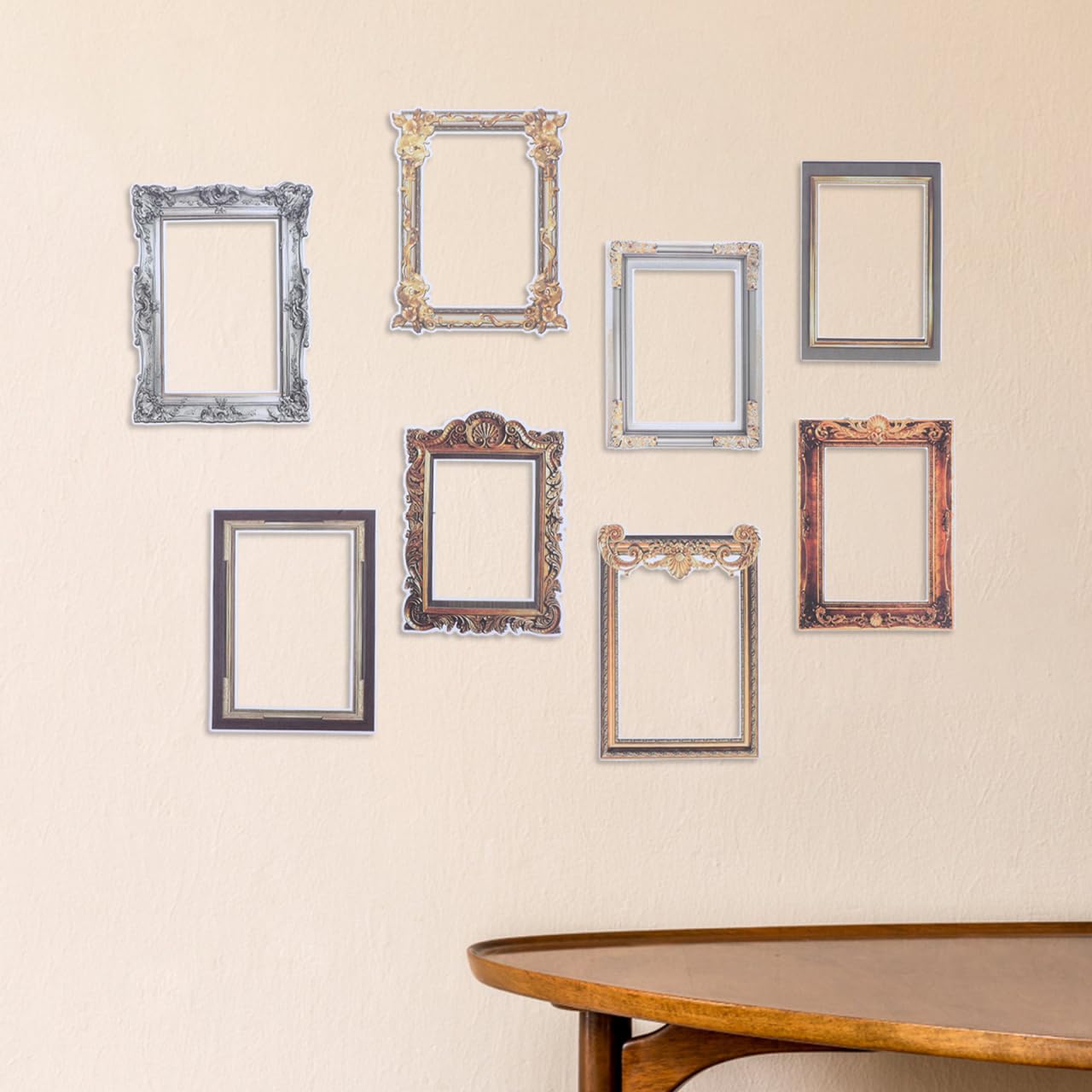 PRETYZOOM Retro Photo Frame Wall Stickers 8Pcs Removable Decorative Decals for Living Room Bedroom Diy Scrapbooking and Home Wall Decoration 8.07X5.90 Inch