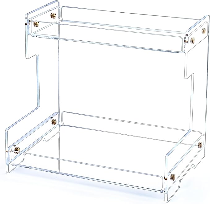 Clear Bathroom Countertop Organizers and Storage,2 Tier Acrylic Cosmetics Stand Vanity Storage Organizer,Large Capacity Corner Shelf for Bathroom,Dresser,Kitchen 11.4" L x 8.3" W x 10.2" H