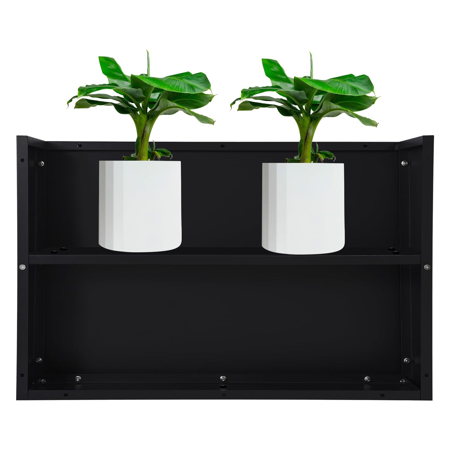 Fichiouy Modern Rectangular Planter Box,38x12x24 Inch Indoor/Outdoor Metal Planters with Removable Insert Shelf,for Flowers, Succulents & Small Trees (Black)