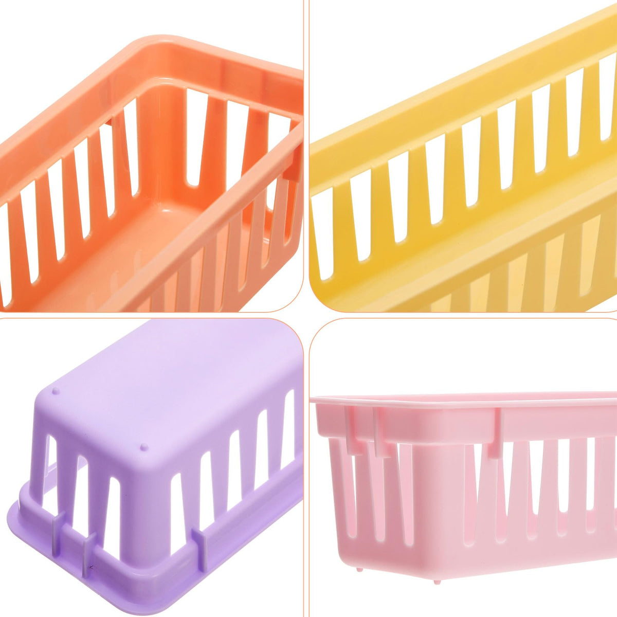 12 Pack Slim Plastic Storage Baskets Tray for Organizing 10.25x3.25x2.5 Inch Small Narrow Storage Bins Stackable Drawer Pencil Trays Holder for Desk Garage Cabinet Container (12 Count)