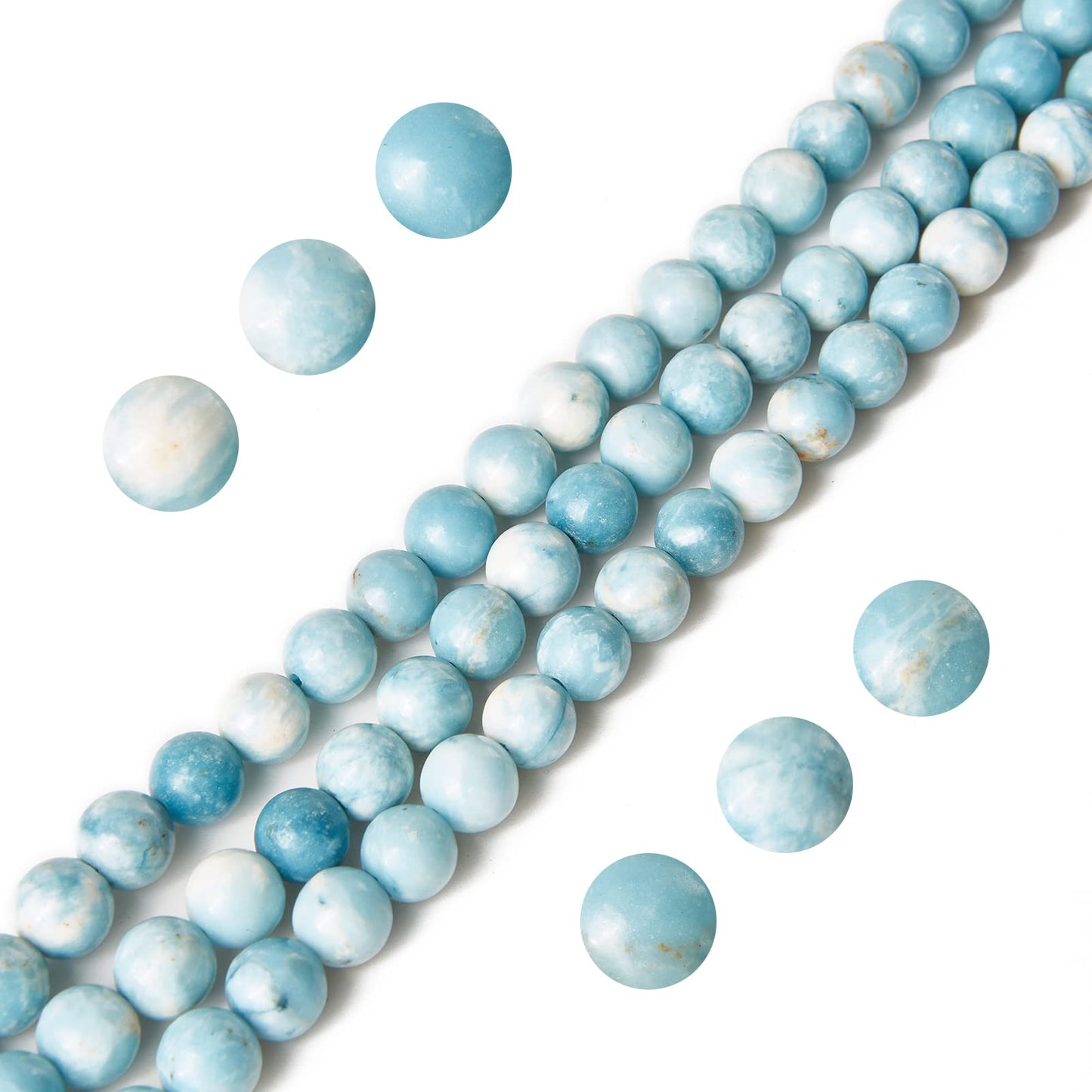 100pcs 8mm Larimar Beads Natural Gemstone Beads Round Loose Beads for Jewelry Making