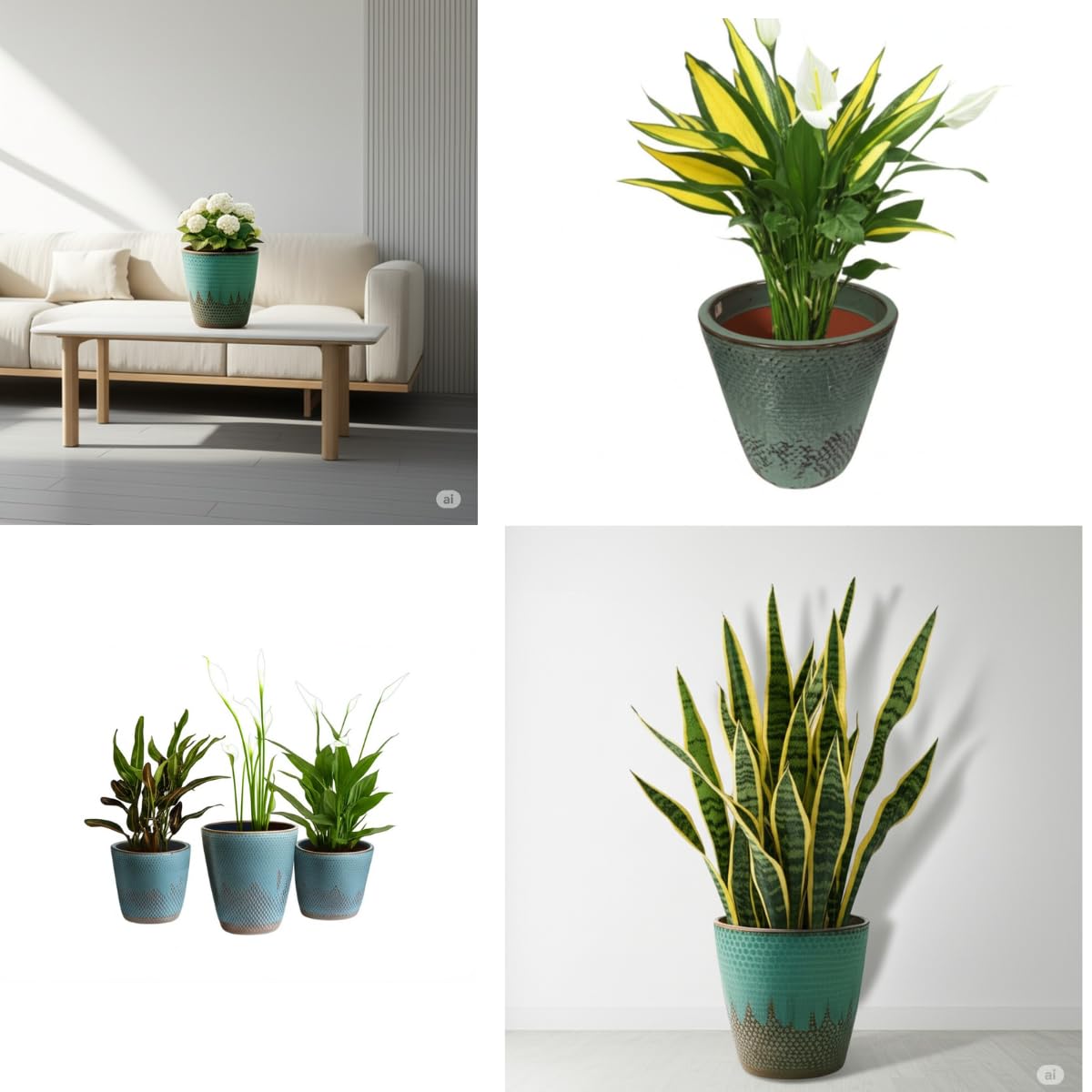 LYTIO Peyton Medium 11.8 in. Dia Blue Ceramic Patina Indoor Planter (CRM-090786)