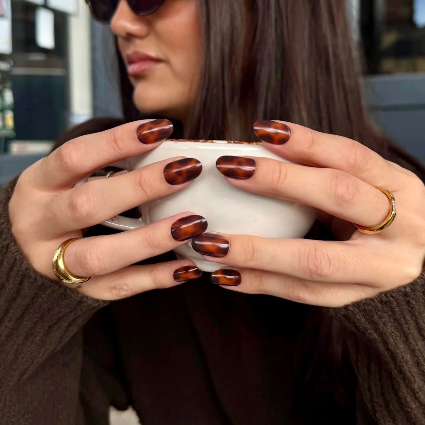 RPNZL Press On Nails - Tortoise | Amber Tortoise Shell Short Oval, Salon Quality | 32 Nails, 16 Sizes Kit with Glue and Adhesive Tabs I Female Founded - Beauty, Self Care