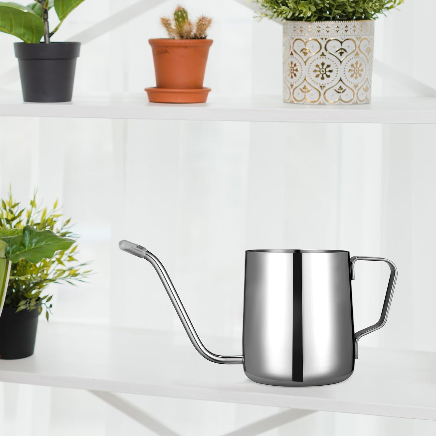 Small Watering Can Indoor Plants - 12 oz Mini Metal Watering Can with Long Spout Rust-Proof Stainless Steel Tiny Watering Pot for Small Indoor Plants Home & Office