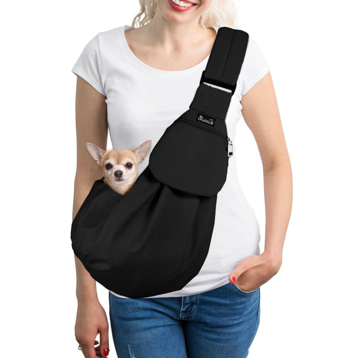 SlowTon Dog Carrier Sling - Thick Padded Shoulder Strap Adjustable, DGY S