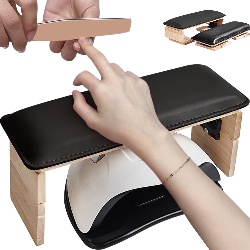 WAYUTO Folding Nail Arm Rest Nail Art Hand Pillow Nail Tech Arm Rest Pillow Nail Manicure Hand Rest Nail Polish Hand Cushion for Women Girls Black