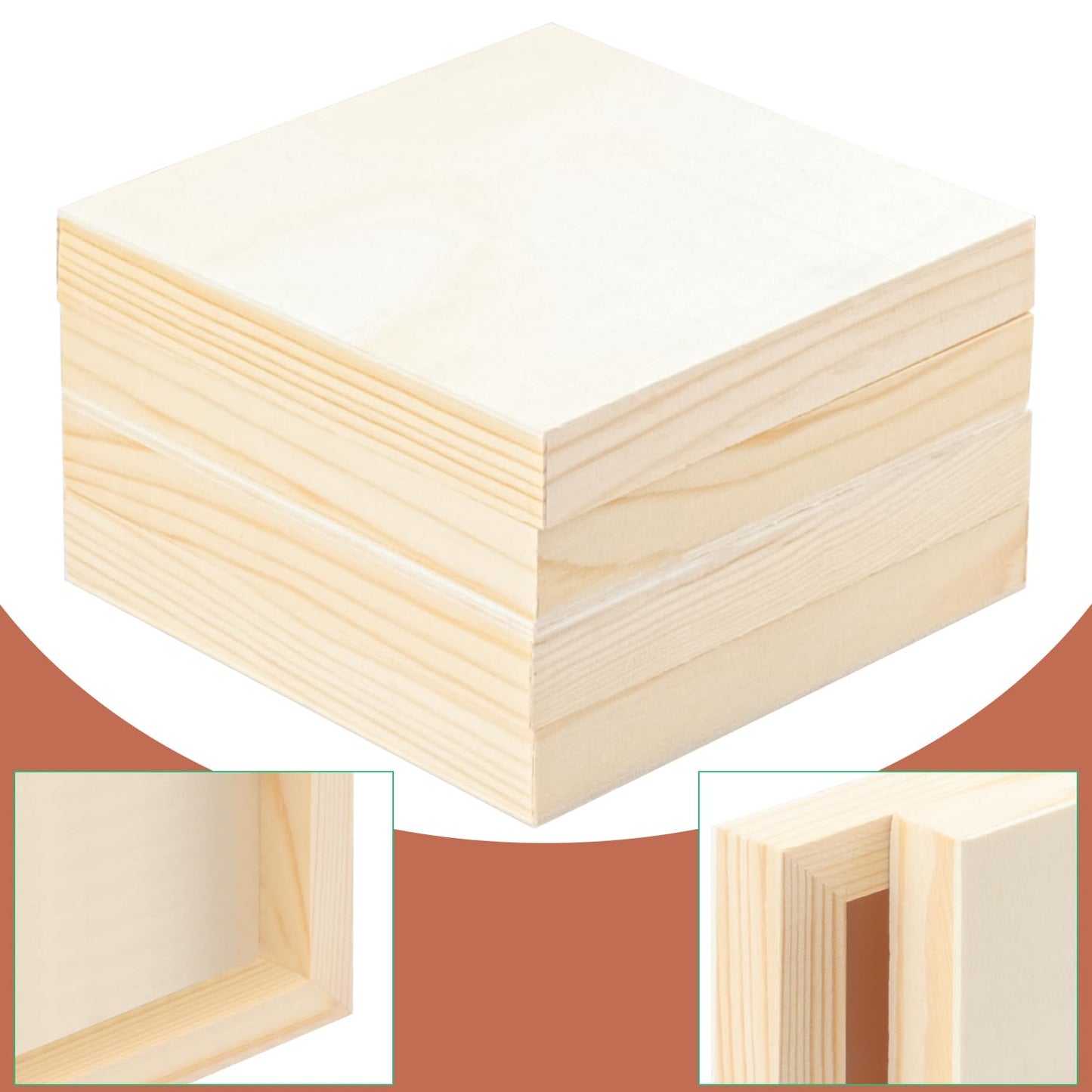 Yiksonyo 20 Pack 6 x 6 Inch Wood Panels, 6 inch Square Wooden Canvas Boards for Crafts, Painting, and DIY Art Projects