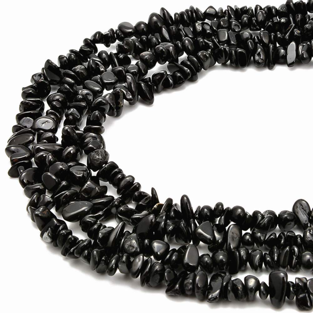 PLTbeads Gemstone Chips Natural Black Tourmaline 3-5mm Healing Crystals Waist Bracelets Necklace Kit Irregular Stone DIY Crafts Design Jewelry Making Approxi 32 inch