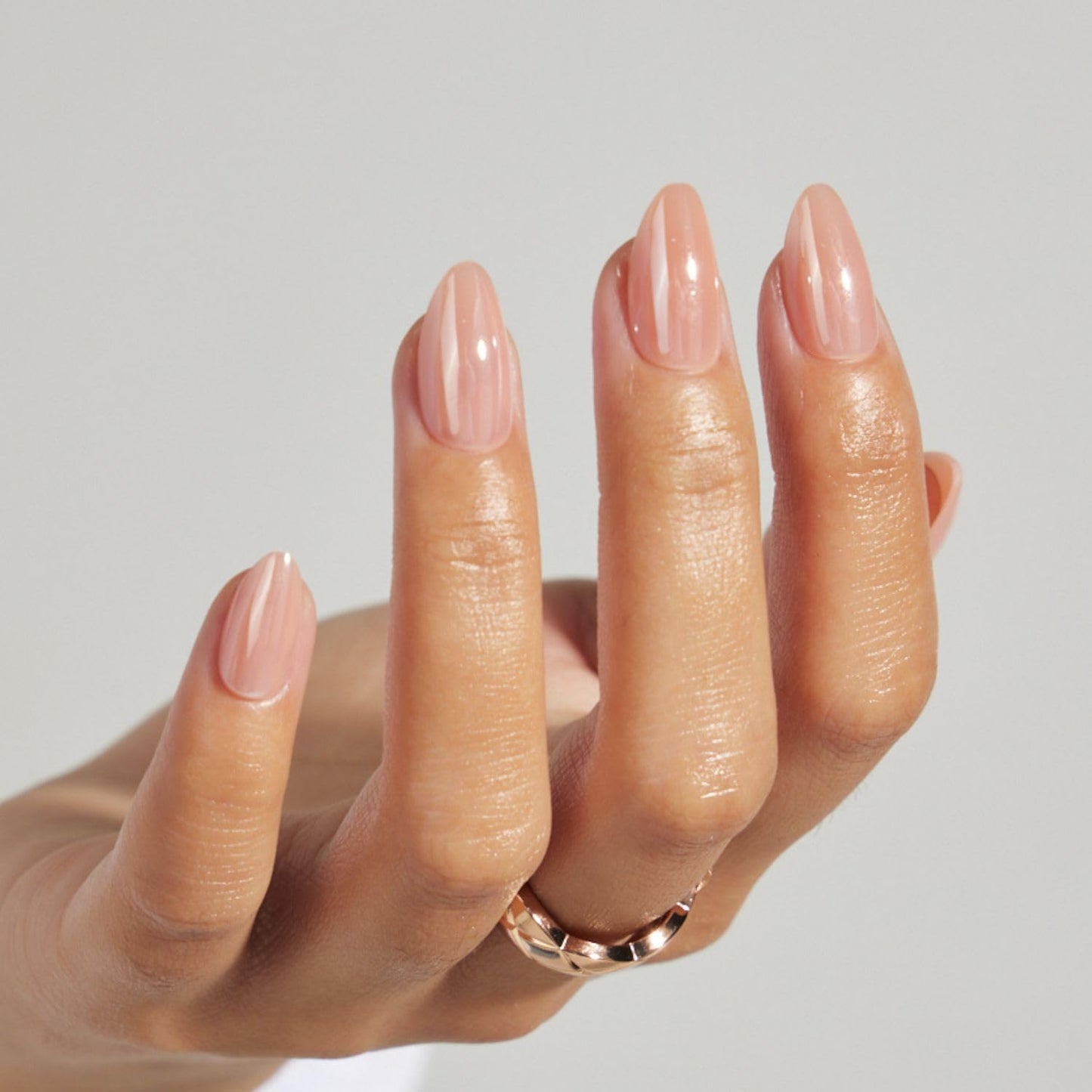 LAMIMOSA 32Pcs Chrome Press On Nails Short Almond - Soft Gel Fake Nails in 16 Sizes, Reusable Glue on Nails Kit, GLAZED SUNSET
