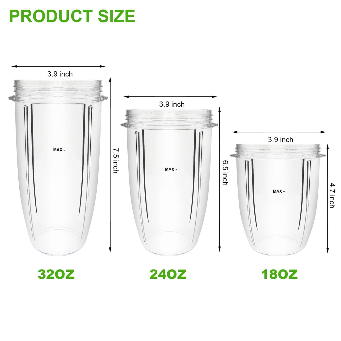 14 PCS Blender Extractor Blade and Cups for NutriBullet 600w and 900w Series, Replacement Parts Gasket Shock Pad and Gear(1 Blade, 3 Cups,1 Lids)