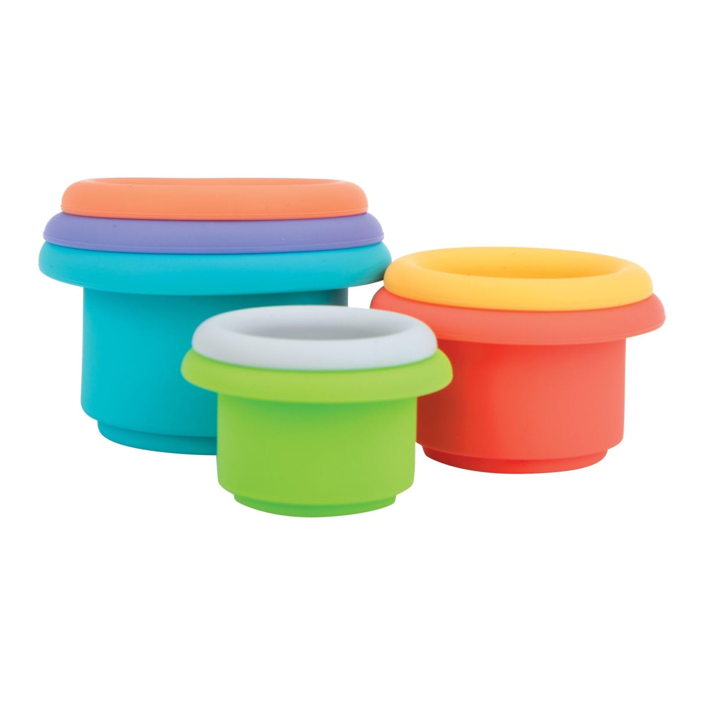 Nuby Soft Silicone Stacking Cups - 7-Piece Toddler Toy for Hand-Eye Coordination and Early Development - 12+ Months