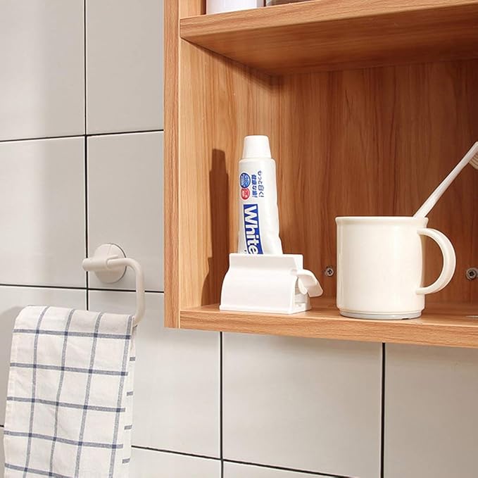Toothpaste Roller Squeezer Set of 2 Rolling Tube Toothpaste Holder Stand Bathroom Organizer (White) (2Pack-White)