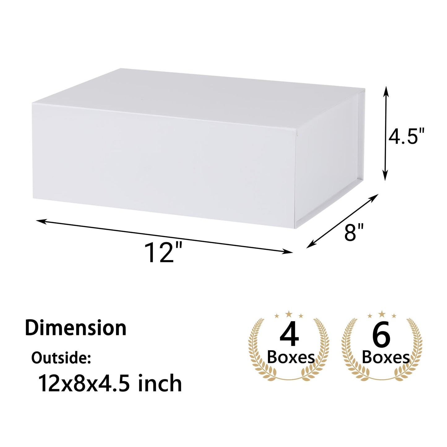 MUMUPACK 6 Pack White Gift Boxes With Lids,12x8x4.5 Inch Bridesmaid Proposal Box And Printable Stickers,Proposal Boxes With Ribbon For Wedding, Packaging, Present, Birthday