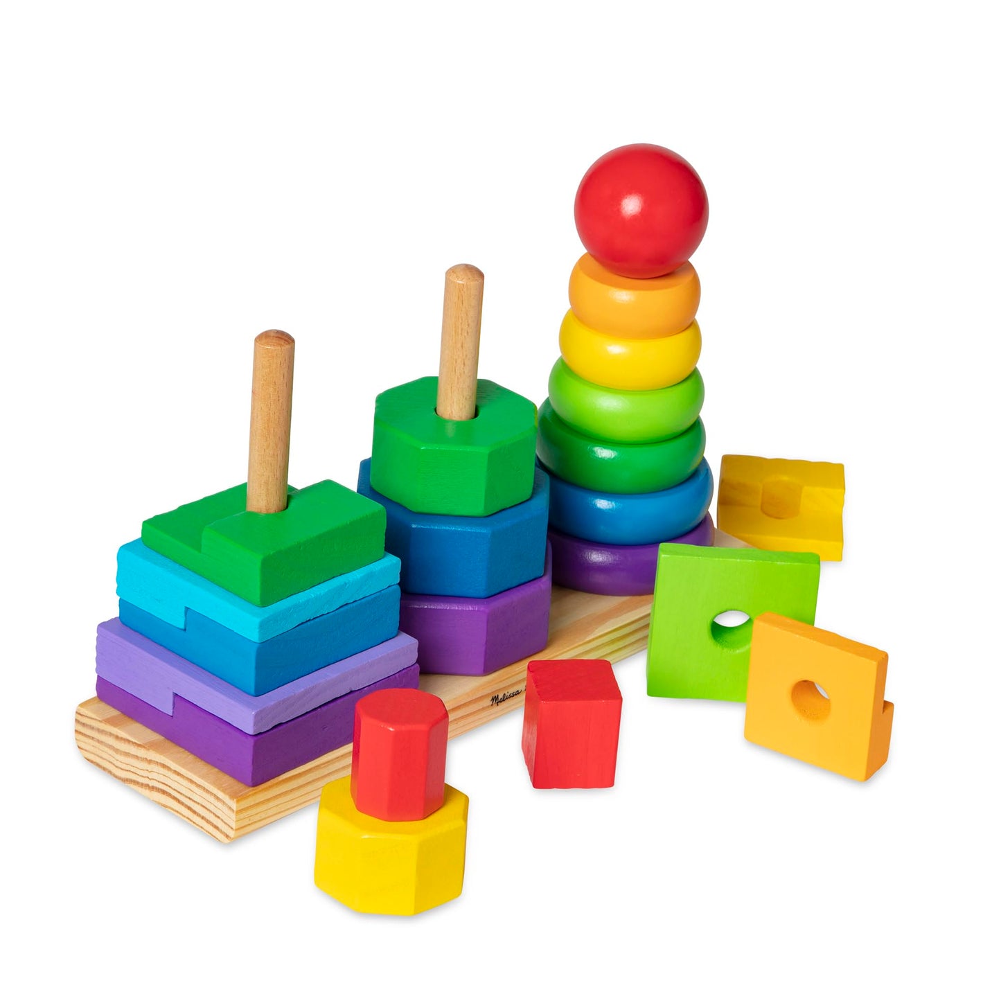 Melissa & Doug Geometric Stacker - Wooden Educational Toy,25 count(pack of 1)