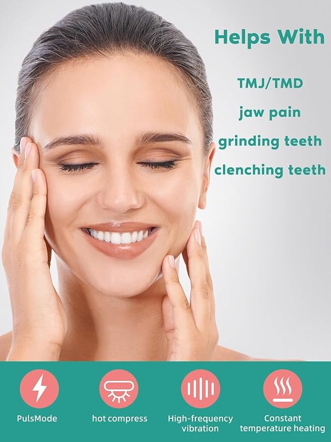 TMJ Relief Products Jaw, TMJ Relief Massager, Vibration and Heating, Ergonomic Multi-Needle Design TMJ Massage Tool, Green