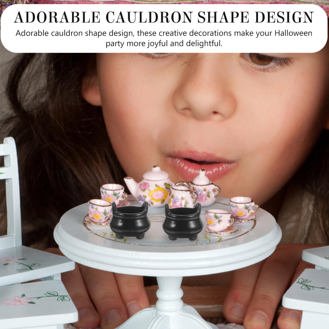 Garneck 24Pcs Miniature Halloween Cauldron Mini Black Witch Boiler Decoration Plastic Dollhouse Furniture for Halloween Carnival Party Decor