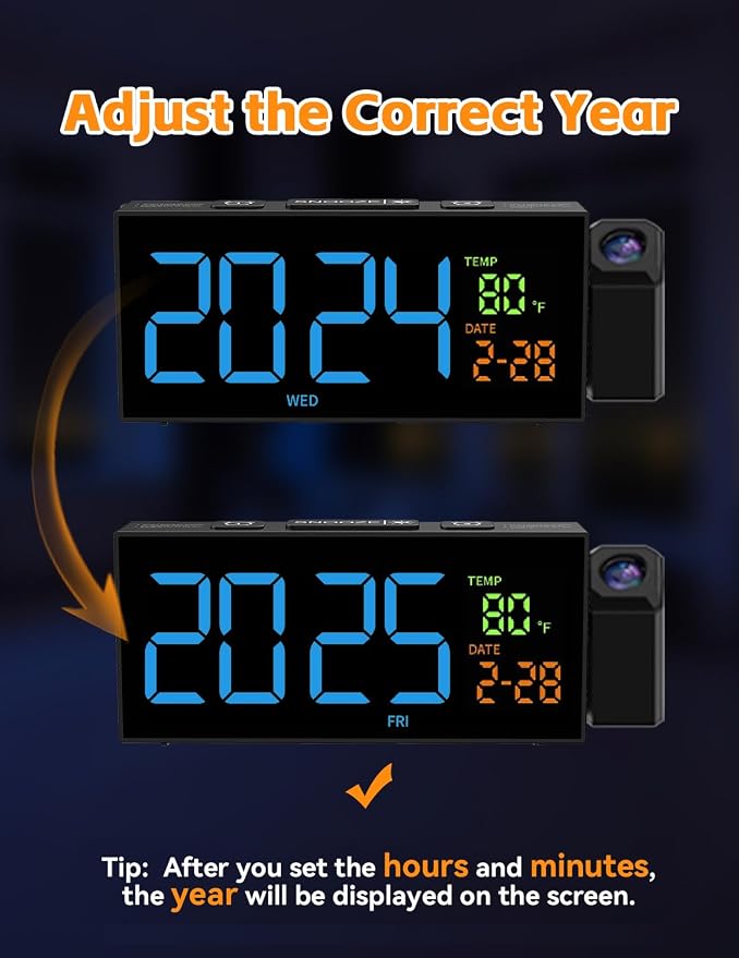 Netzu Projection Clock for Bedroom Ceiling, Alarm Clocks RGB