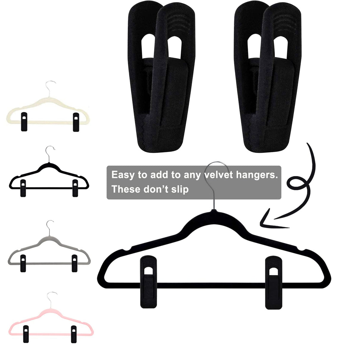 Black Velvet Hanger Clips