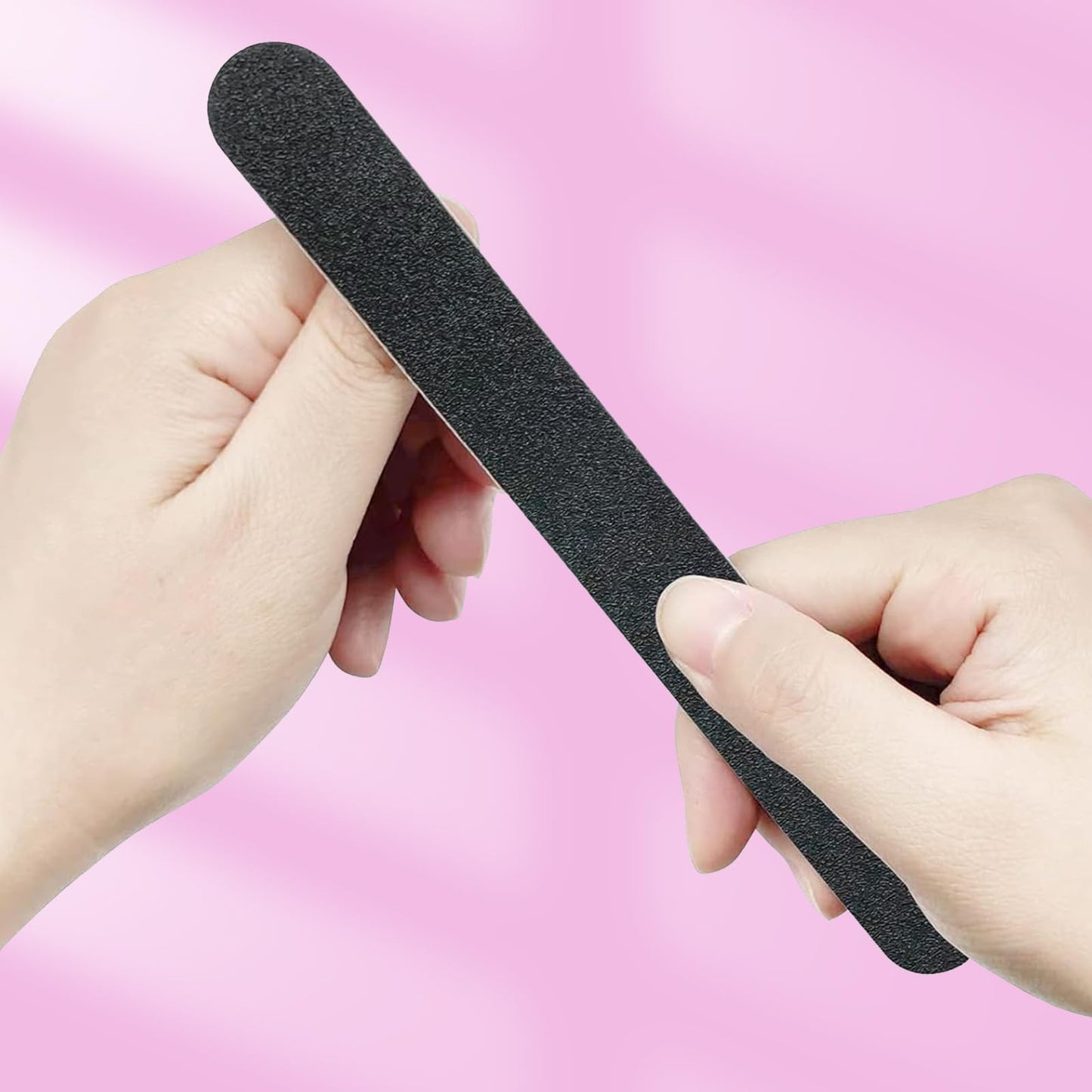 10 PCS Professional Nail Files, Double Sided 100/180 Grit Emery Boards for Acrylic Nails, Manicure, Pedicure, Nail Shaping and Buffing Tools – Black