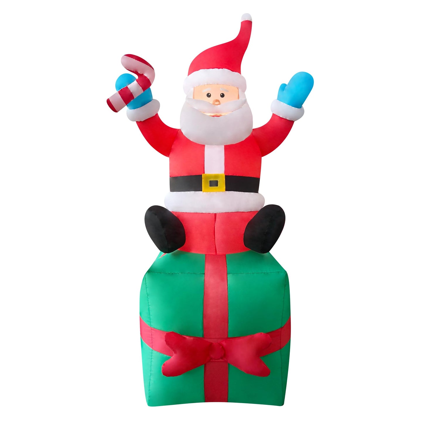 DeHasion 2 Packs 6ft Christmas Inflatable Santa and Gingerbread Man on Gift Box Christmas Blow Up Decor for Outdor/Home/Lawn/Yard Decoration