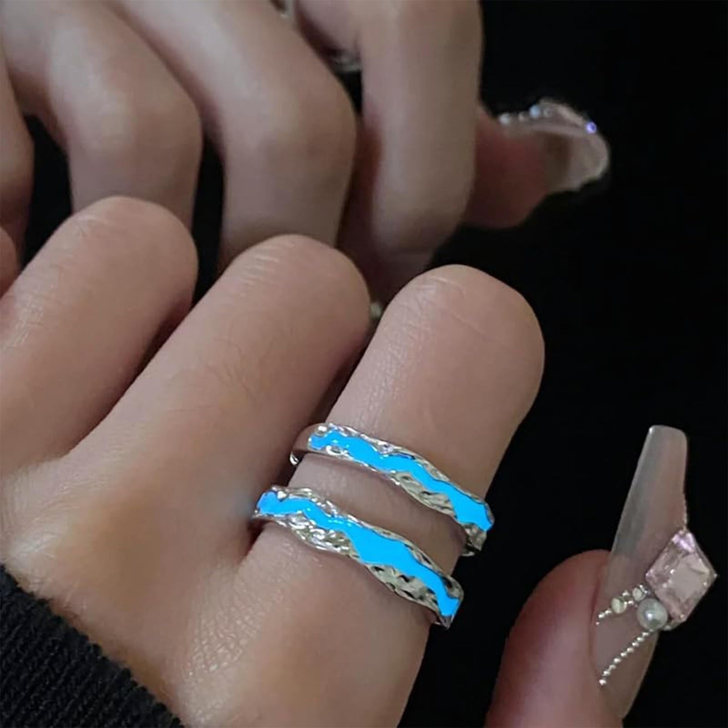 DIOWUS Lymphatic Magtherapy Luminous Ring For Men Women, Titanium Ion Therapy Acupuncture Unclog Bloodstream Lymph Nodes Light Up Hope Adjustable Finger Ring Jewelry Gift For Couple (for Men)