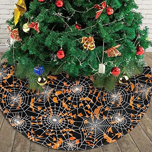 Christmas Tree Skirt 36 inches Halloween Lollipop Holiday Design Xmas Festival Accessory Supplies Gift Party Large Tree Mat Decoration Ornaments Halloween Pumpkin and Spider Webs