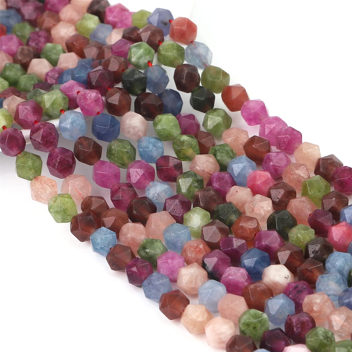 BEADIA Faceted Natural Tourmaline Agate Stone Round Beads 6mm 36cm/Strand for Jewelry Making