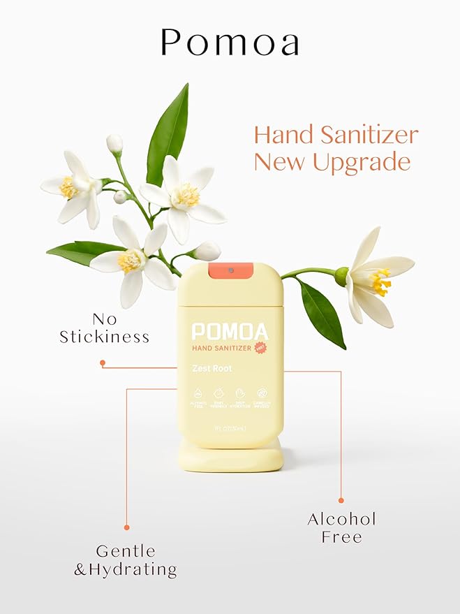 Alcohol Free Hand Sanitizer Spray, Non Irritating, Hydrating and Non Greasy, Gentle Fine Mist, Travel-Friendly Pocket Size 1 Fl Oz, Zest Root