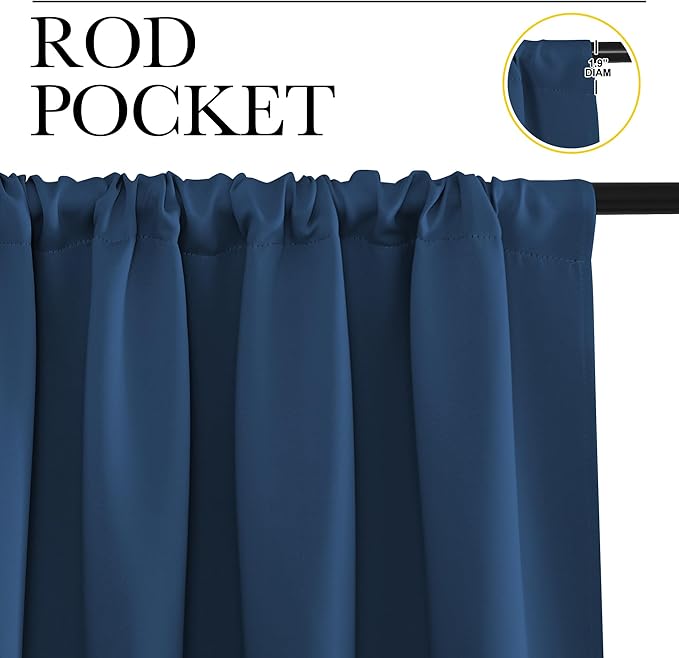 NICETOWN Blackout Curtains for Living Curtains, Moroccan Blue, 2 Panels, 42 by 84, Room Darkening Window Curtain Panels, Easy-Care Solid Thermal Insulated Draperies/Drapes for Daughter Room